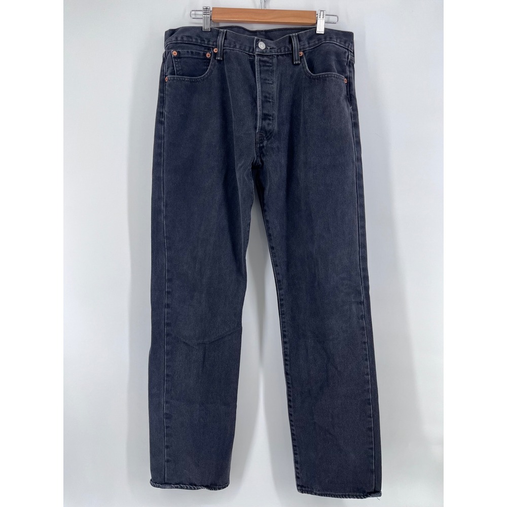 Levis 501 Original Fit Jeans Faded Black Denim Straight Leg Button Fly W36 L34